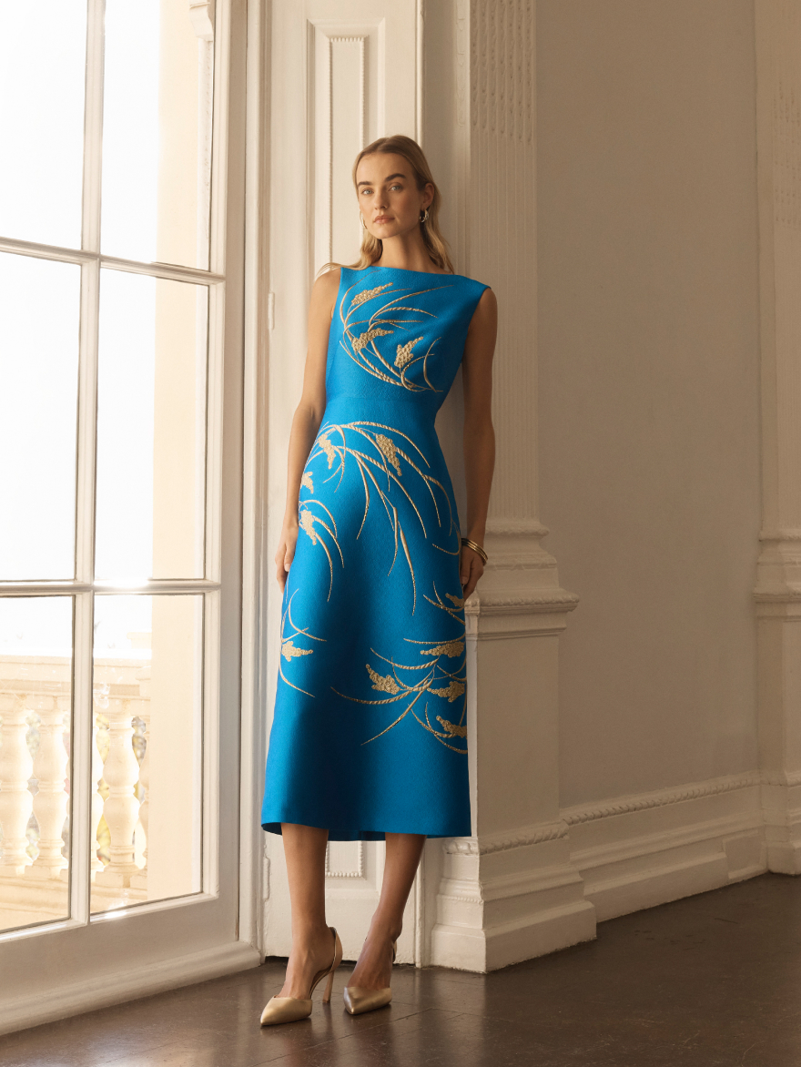 Model wearing Amorosi gown