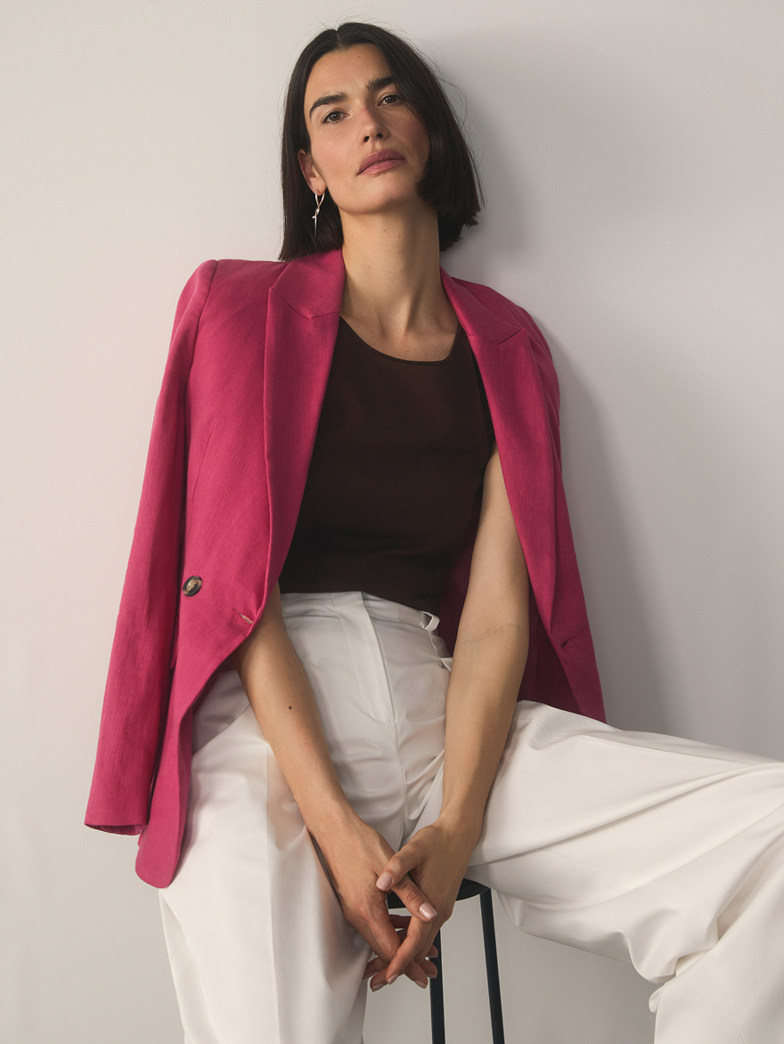 Fuchsia pink suiting