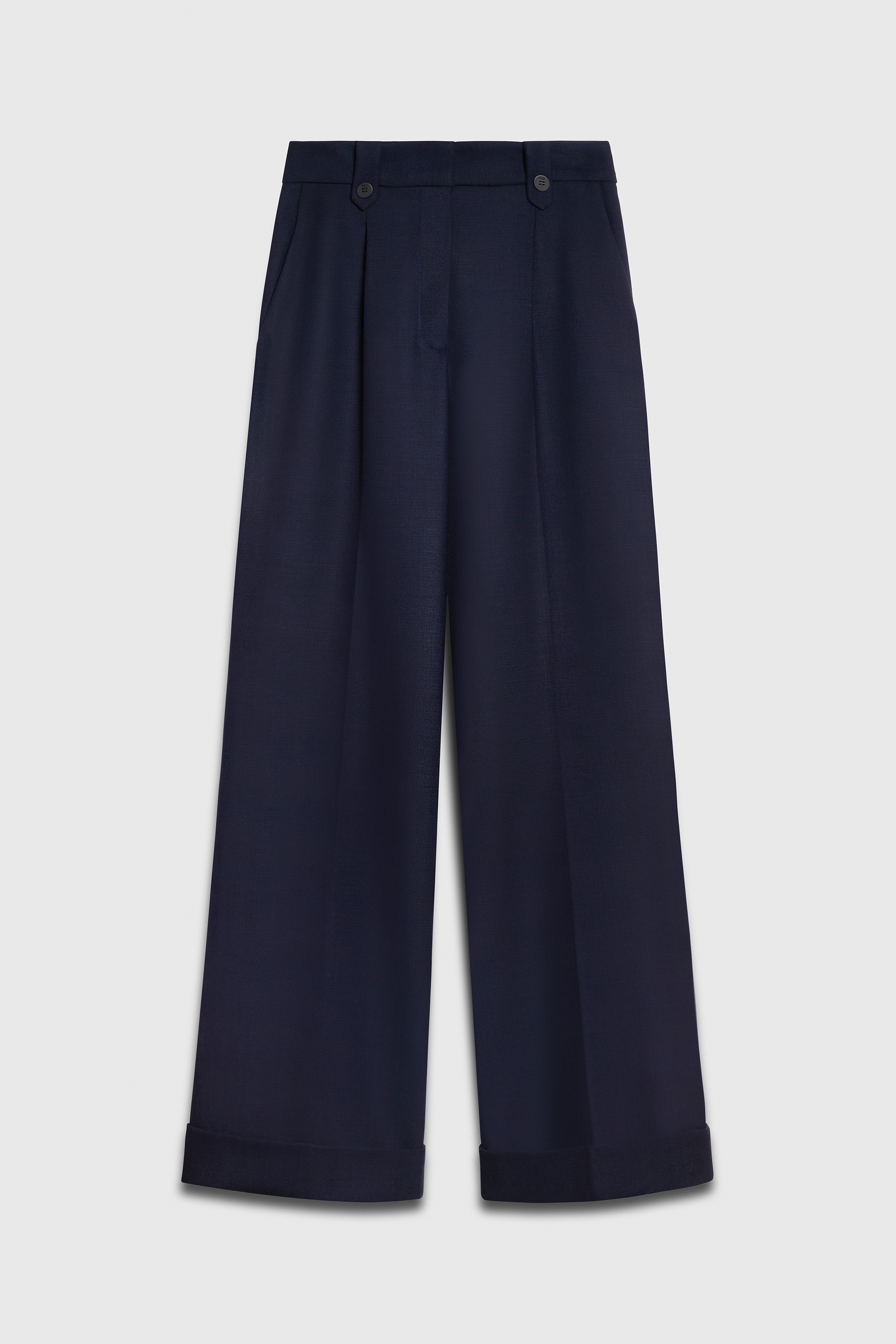 Ultimate Wool Hartwood Pleated Wide-Leg Trousers Navy