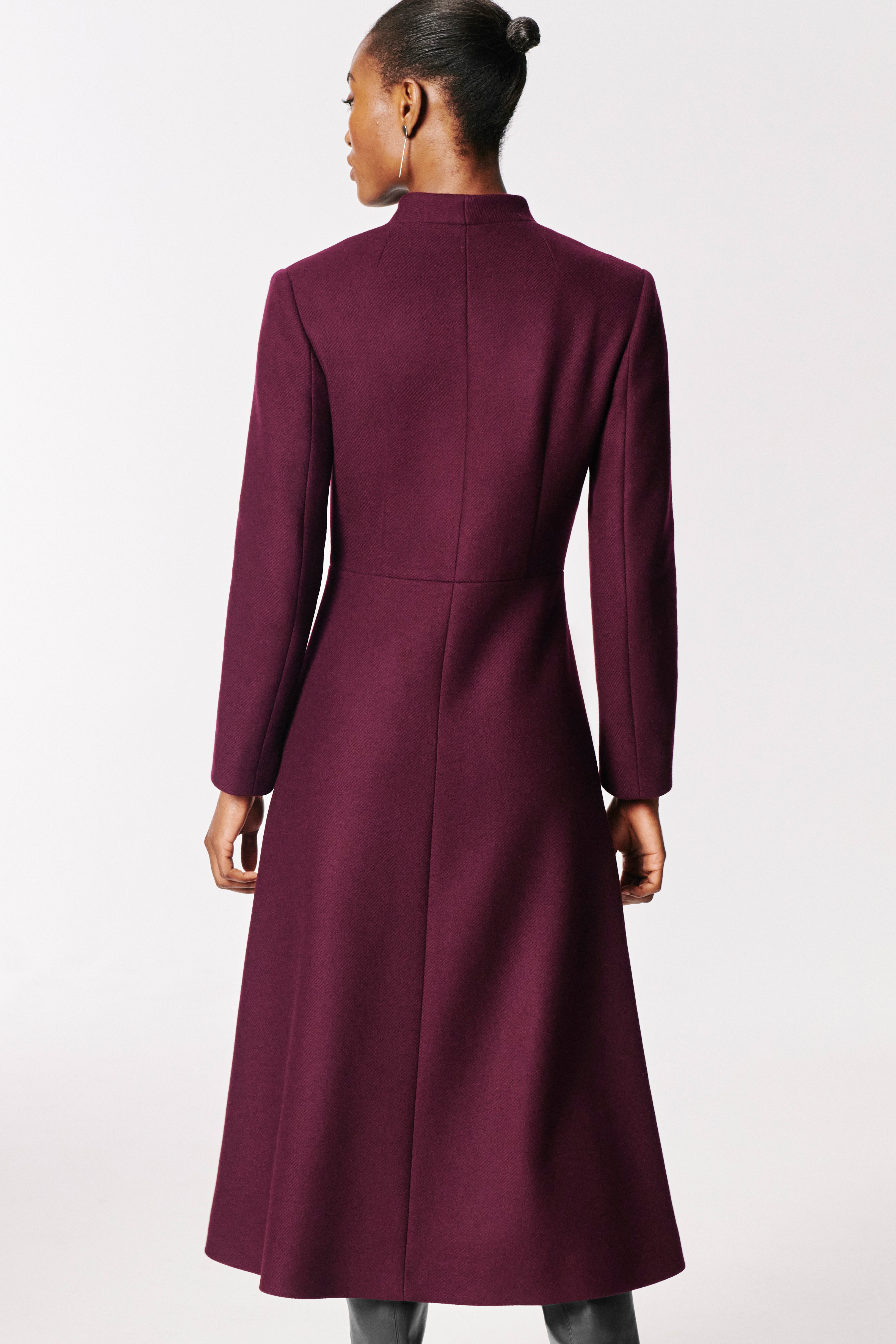 Finchley Coat Plum Herringbone Wool Blend