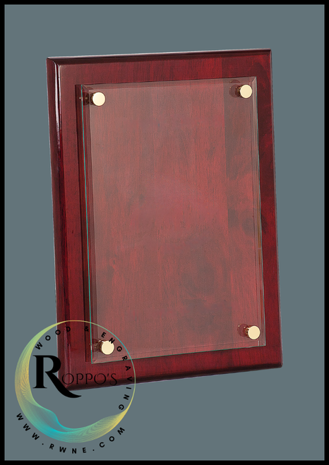 Rosewood Piano Finish Floating Glass Plaque