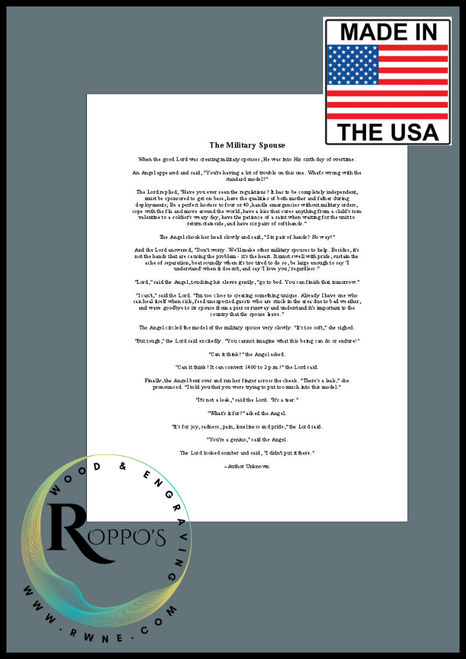 "The Military Spouse" Engraved Text