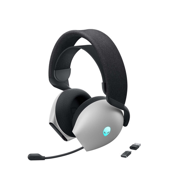 Alienware Tri-Mode Wireless Gaming Headset AW725H - Wired/Wireless, Bluetooth 5.3, Audio Output - 20 Hz, Mini-Phone (3.5mm), Battery Talk Time Up to 55 Hrs (Bluetooth) - Lunar Light
