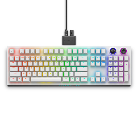 Alienware Tri-Mode Wireless Gaming Keyboard - AW920K - Wireless/Wired, CHERRY MX Red, AlienFX per-key RGB / 16.8 million colors, Programmable, rocker switch and dial - Lunar Light