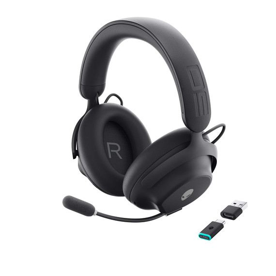 Alienware Pro Wireless Gaming Headset - Wired/Wireless, Bluetooth 5.3, 15 Minute Fast Charging, Audio Output 20 Hz, Battery Talk Time (ANC on) Up to 24 Hrs (Bluetooth), Dark Side of The Moon