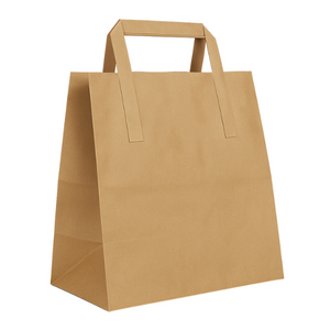Brown Paper Takeaway Bag / Tape Handle - 215x325x250 mm Brown Paper Takeaway Bag / Tape Handle - 215x325x250 mm