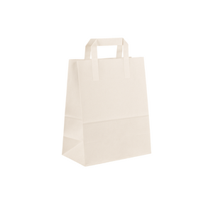 White Paper Takeaway Bag / Tape Handle - 215x325x250 mm White Paper Takeaway Bag / Tape Handle - 215x325x250 mm