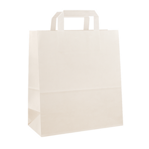 White Paper Takeaway Bag / Tape Handle - 250x380x300 mm White Paper Takeaway Bag / Tape Handle - 250x380x300 mm