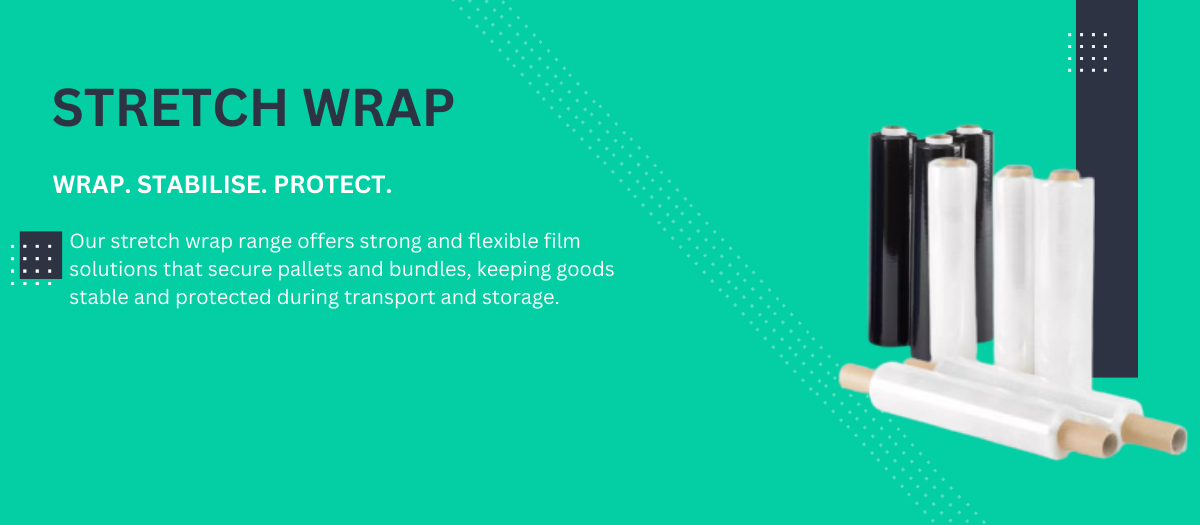 Stretch wrap for pallets — black and clear hand wrap