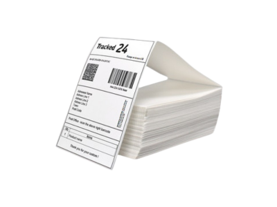 White fanfold direct thermal labels