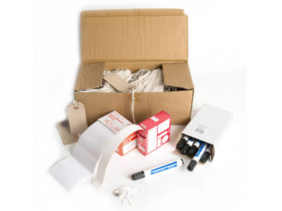 Dispenser box labels for quick application
