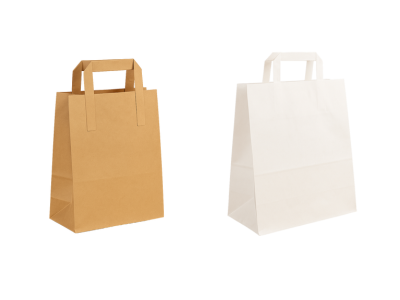 Standard paper bags in white and brown kraft