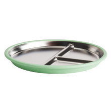 A clearcut image of the Nestling Stainless Steel 23cm Divided Suction Plate in the colour Sage.