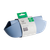 A clearcut image of the Nestling Silicone Bib in the colour Dusty Blue, wrapped in packaging.