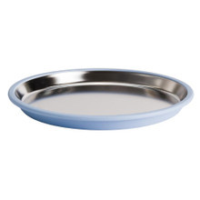A clearcut image of the Nestling Stainless Steel 23cm Flat Suction Plate in the colour Dusty Blue.