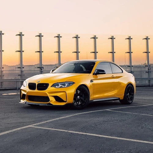 Golden Yellow Vinyl Wrap On Car