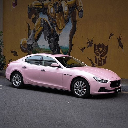 Pink Sakura Vinyl Wrap On Car