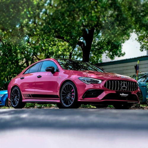 Berry Red Vinyl Wrap On Car
