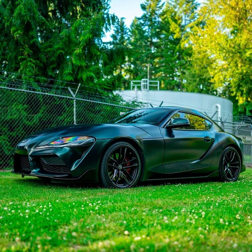 Green Black Silk Vinyl Wrap On Car
