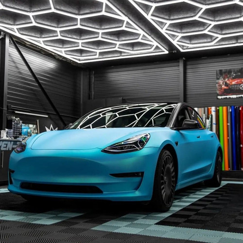 Surf Blue Vinyl Wrap On Car