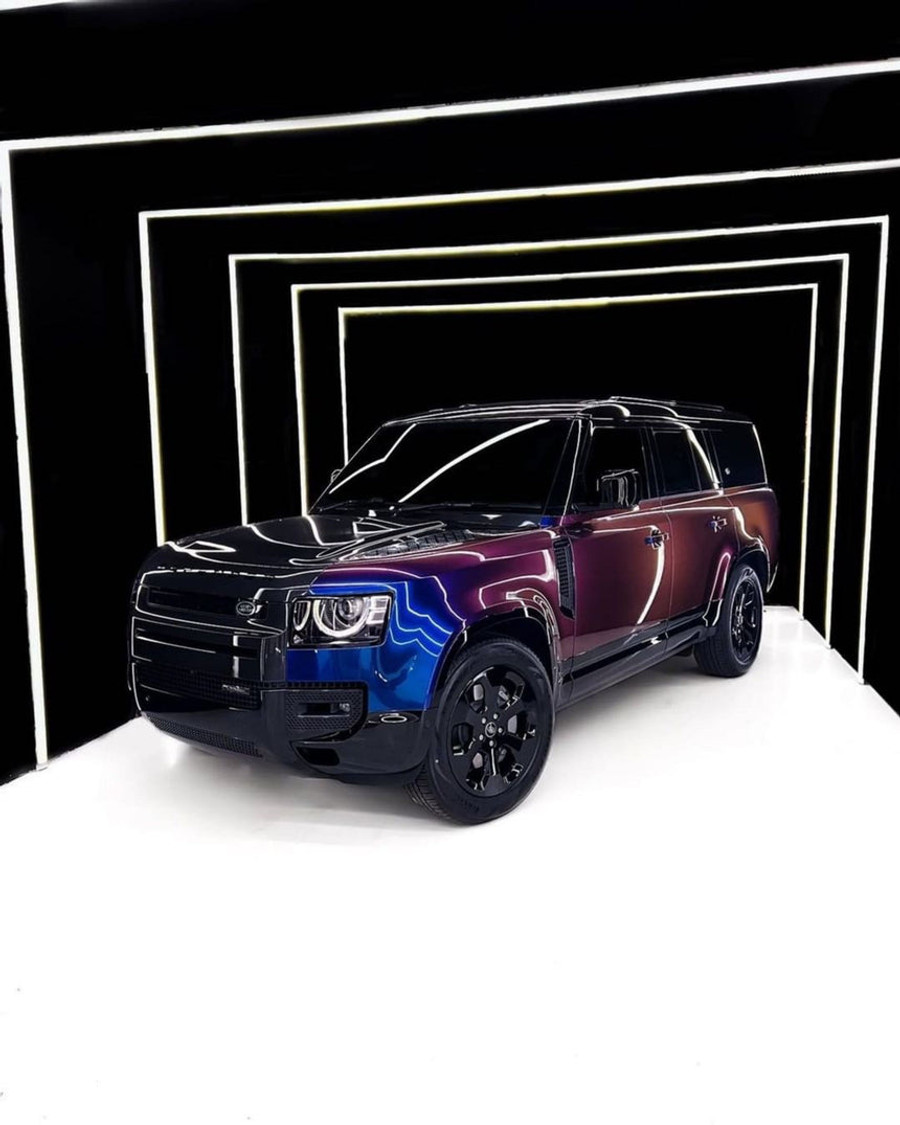 Violet Sunrise Vinyl Wrap On Car