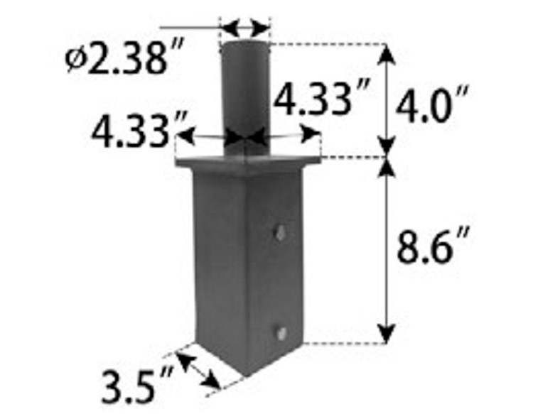 4 x 4 Pole Top Single Tenon dimensions