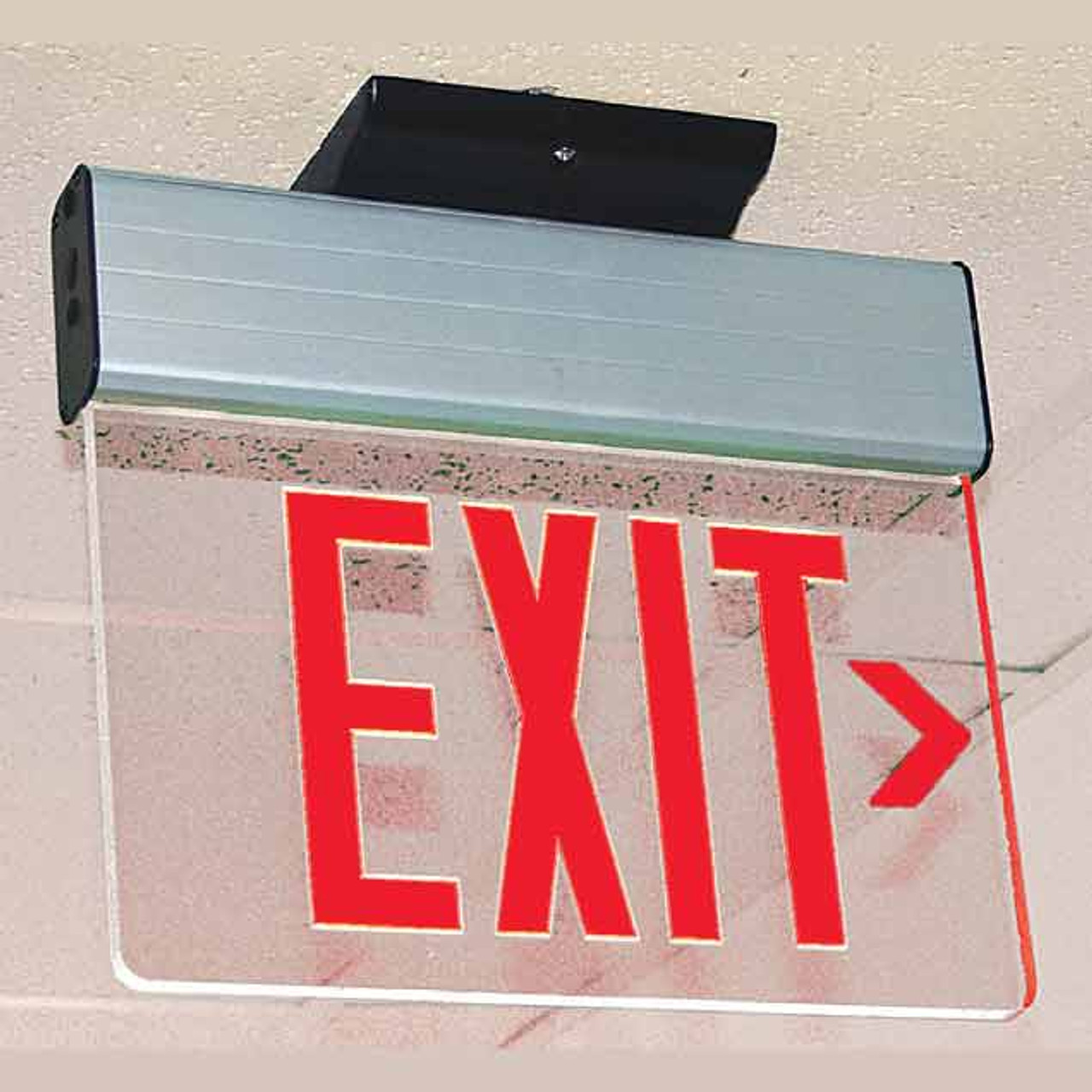 LED Edge-Lit Red Exit Sign with Battery Back-up