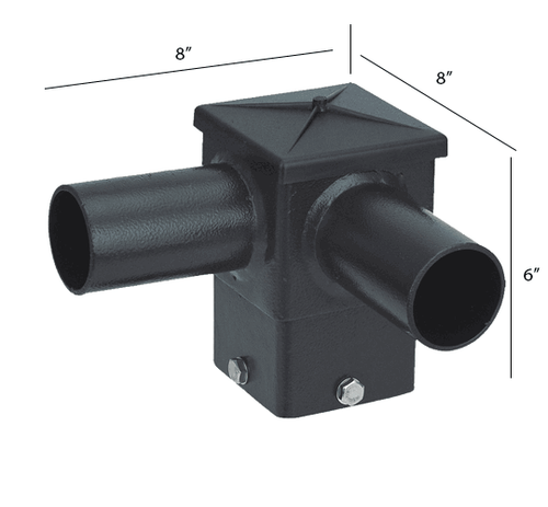 4" 90 Degree Twin Horizontal Pole Mount Tenon Diamentions