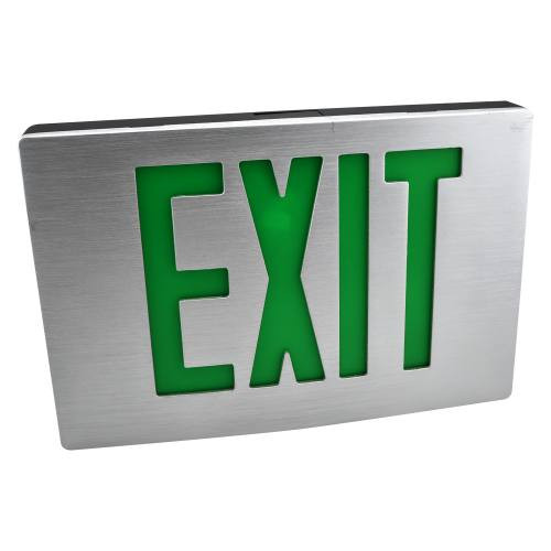 Cast Aluminum LED Exit with Battery Backup Green