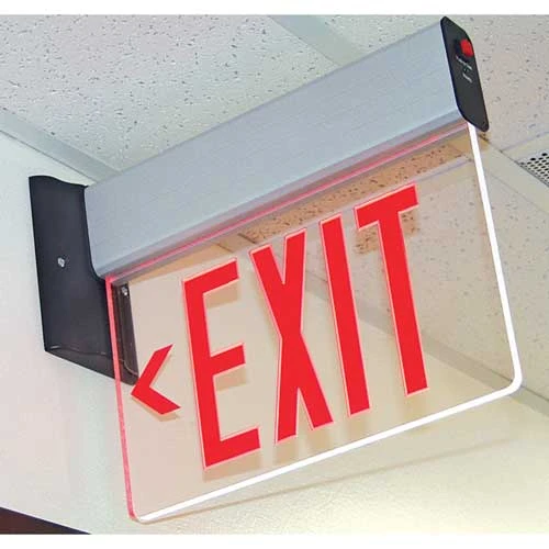 NYC Approved Surface Edge-Lit LED Exit Sign with Battery Back-up Side Mount
