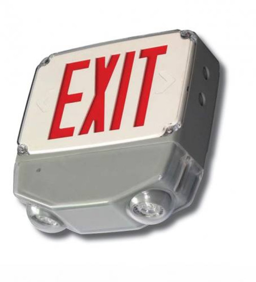 Wet Location LED Exit & Emergency Combo Red Letters