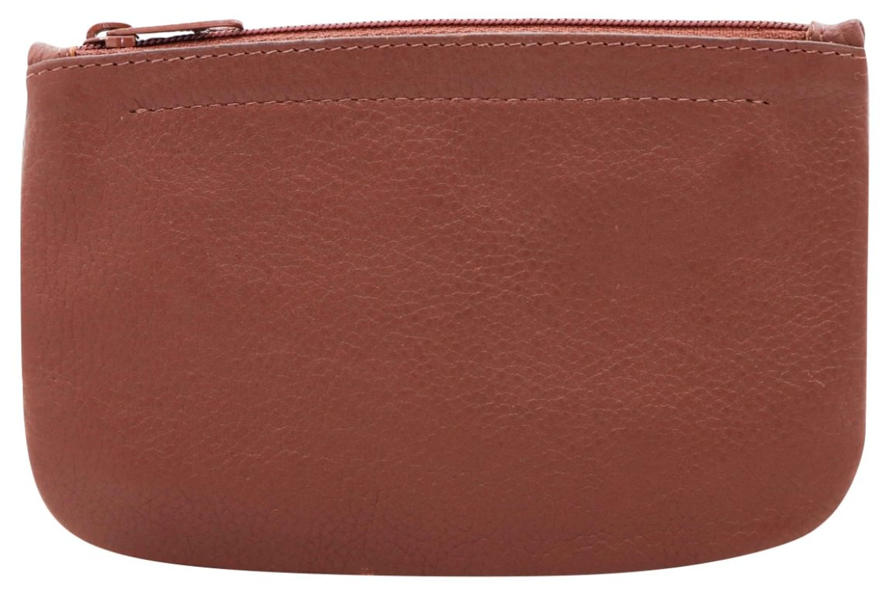 Genuine Leather Zipper Tobacco Pouch - Brown 