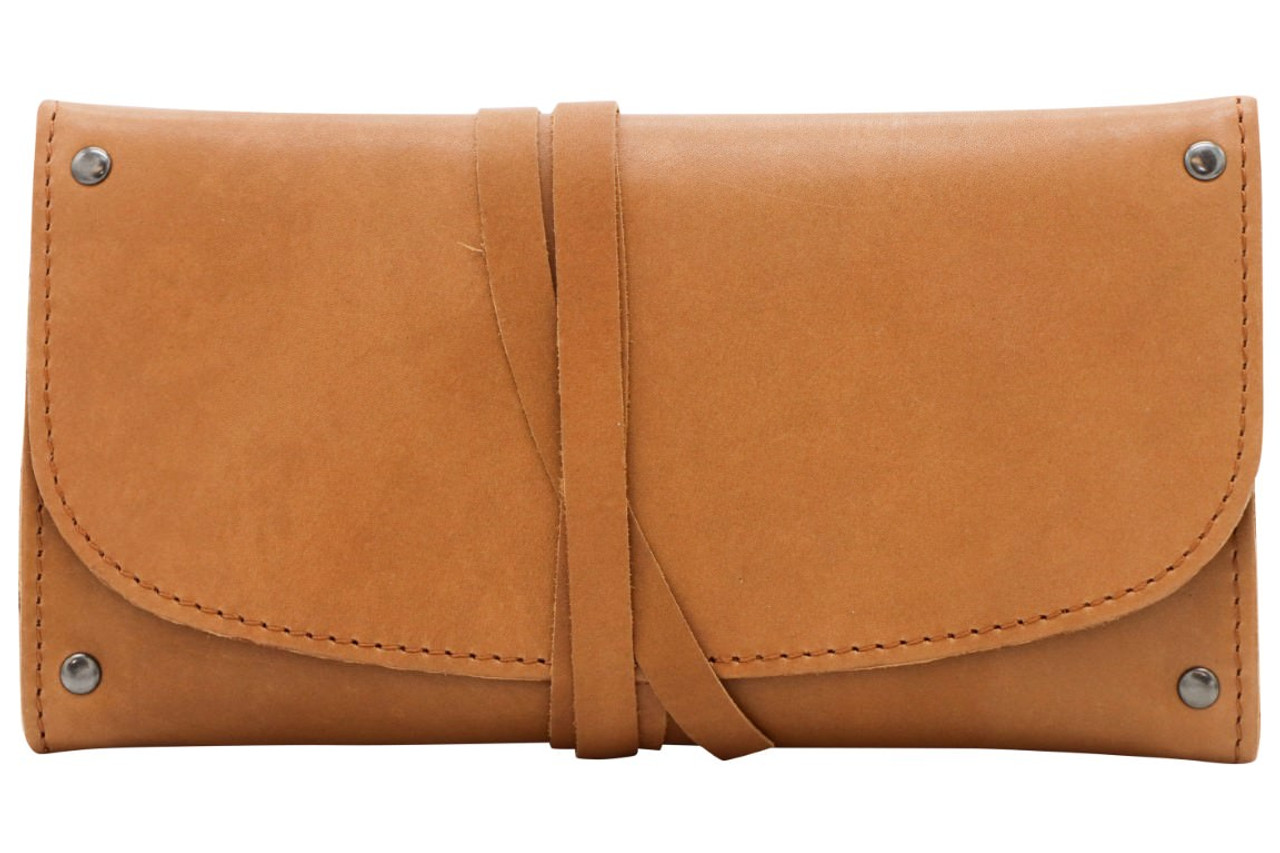 Genuine Leather Deluxe Rollup Tobacco Pouch - Tan