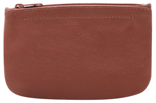 Genuine Leather Zipper Tobacco Pouch - Brown