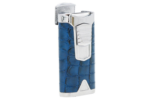 Rocky Patel Statesman 3 Flame Lighter - Silver & Blue Leather