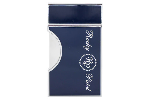 Rocky Patel Crest Lighter - Navy Blue & Chrome Left