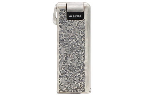 Corona Pipe Master Silver Arabesque Pipe Lighter #337525 Front Side