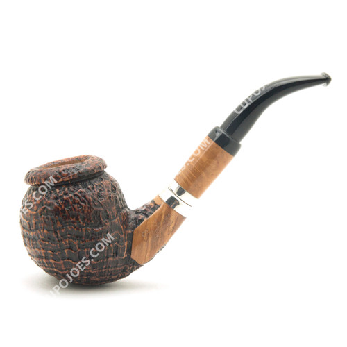 Italian Estates: Ser Jacopo Domina 98 Sandblasted Bent Pot with Silver  (049) Tobacco Pipe