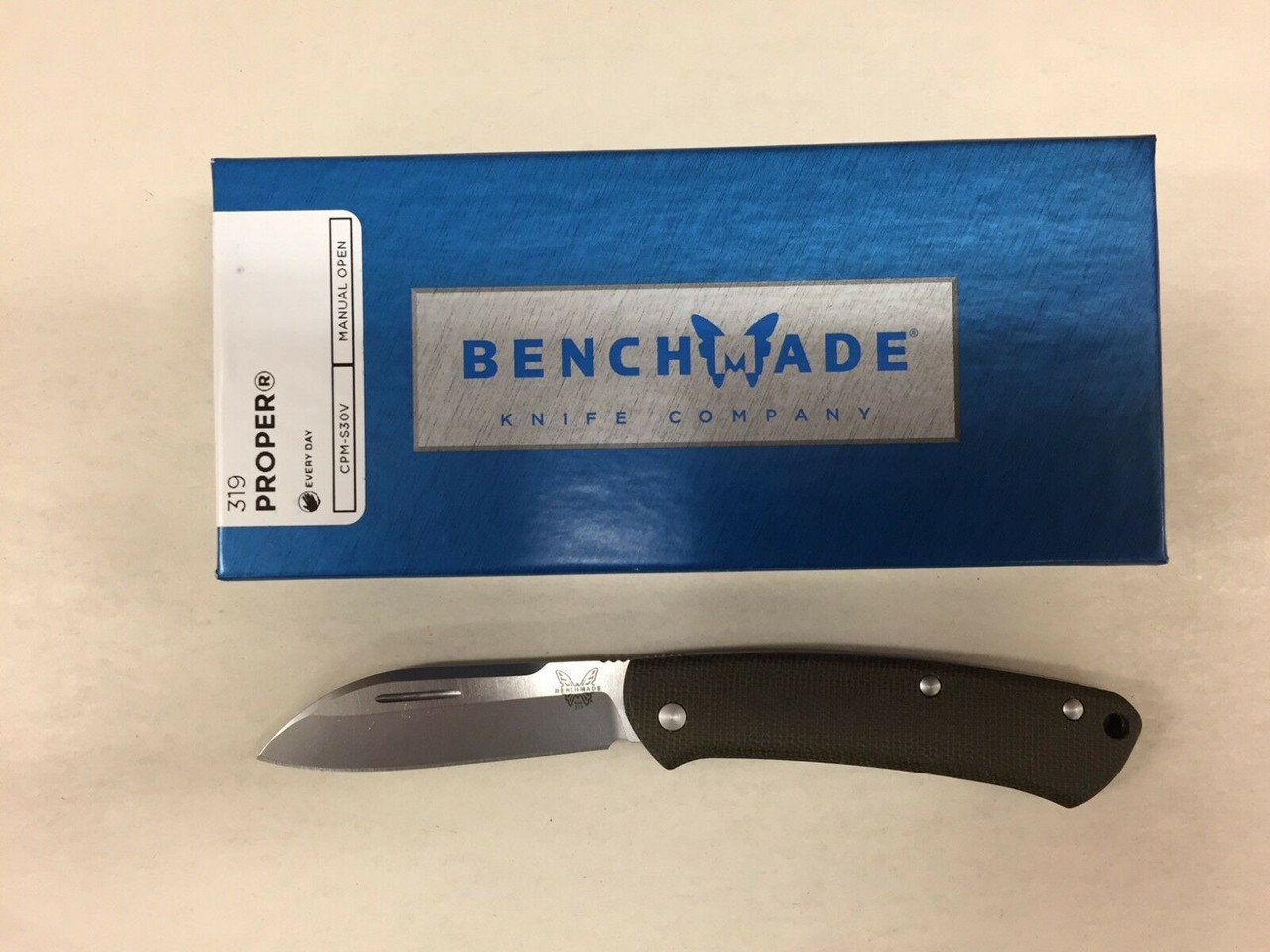 Benchmade 319 Proper Slipjoint S30V Sheepsfoot Blade Micarta Folding