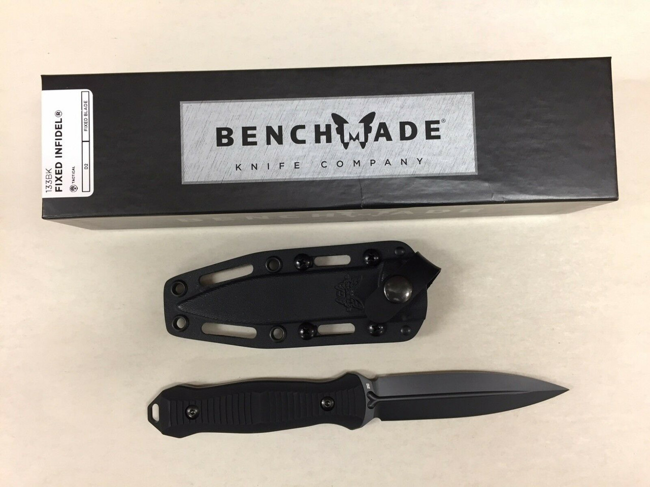 NEW Benchmade 133BK Fixed Blade Infidel Black D2 Blade Black Aluminum