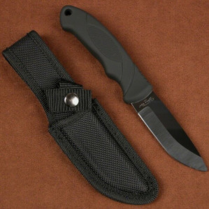 Stone River Gear SRG41RCB Black Ceramic Hunting Knife with Rubberized Handle