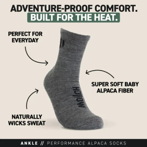 Hollow Alpaca Ankle Socks Grey Medium Men 7-9.5 Women 7-10