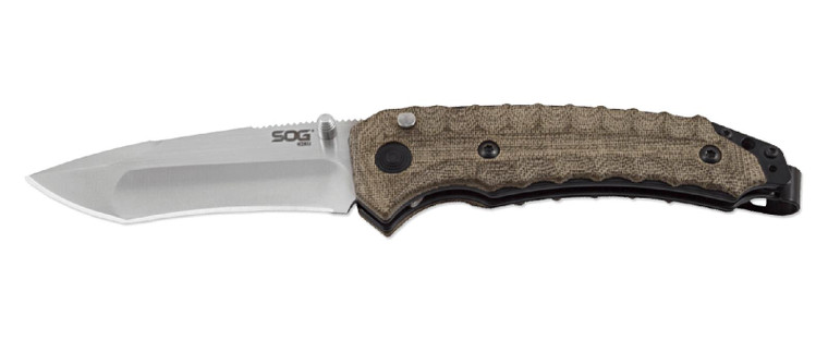 NEW SOG Kiku Assisted Opening Folding Knife VG-10 Tanto Blade Linen Micarta