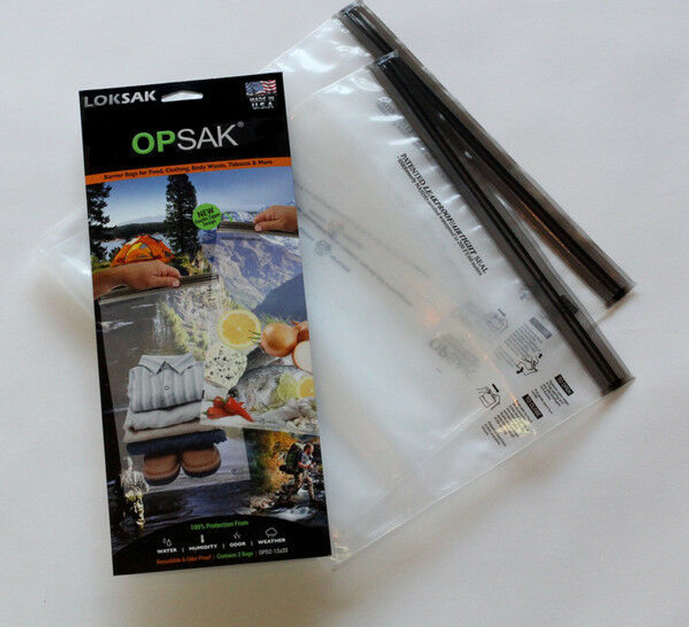 2 OPSAK 12x20 New Double Zipper Waterproof Odor Proof Airtight Pouch Bags LOKSAK