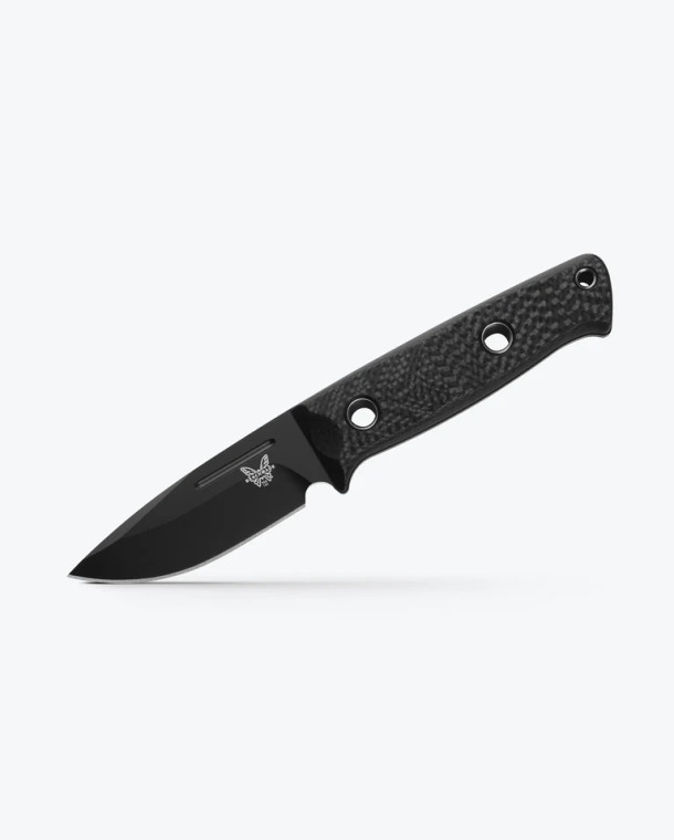 Benchmade 165BK Mini Bushcrafter Fixed Blade Knife Cruwear Carbon Fiber Handle