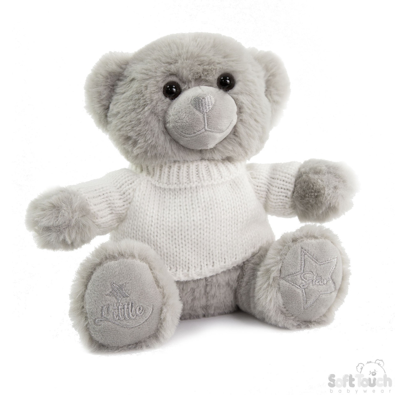 Grey Teddy Bear w/Sweater Little Star Emb TB320-G