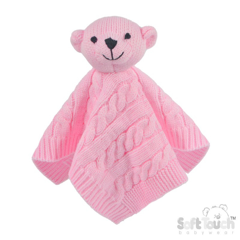 Pink Elegance Cable Knit Teddy Bear Comforter