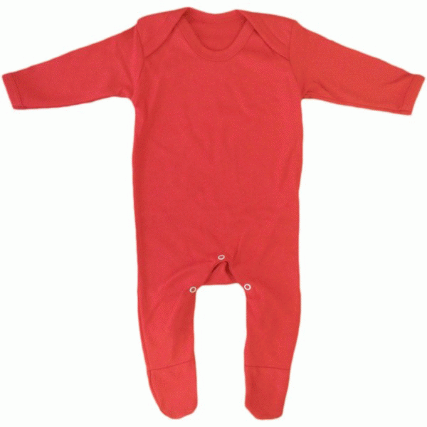 Personalisable Red Unbranded Plain Chest Sleepsuit (6-12 Months) - Main Image