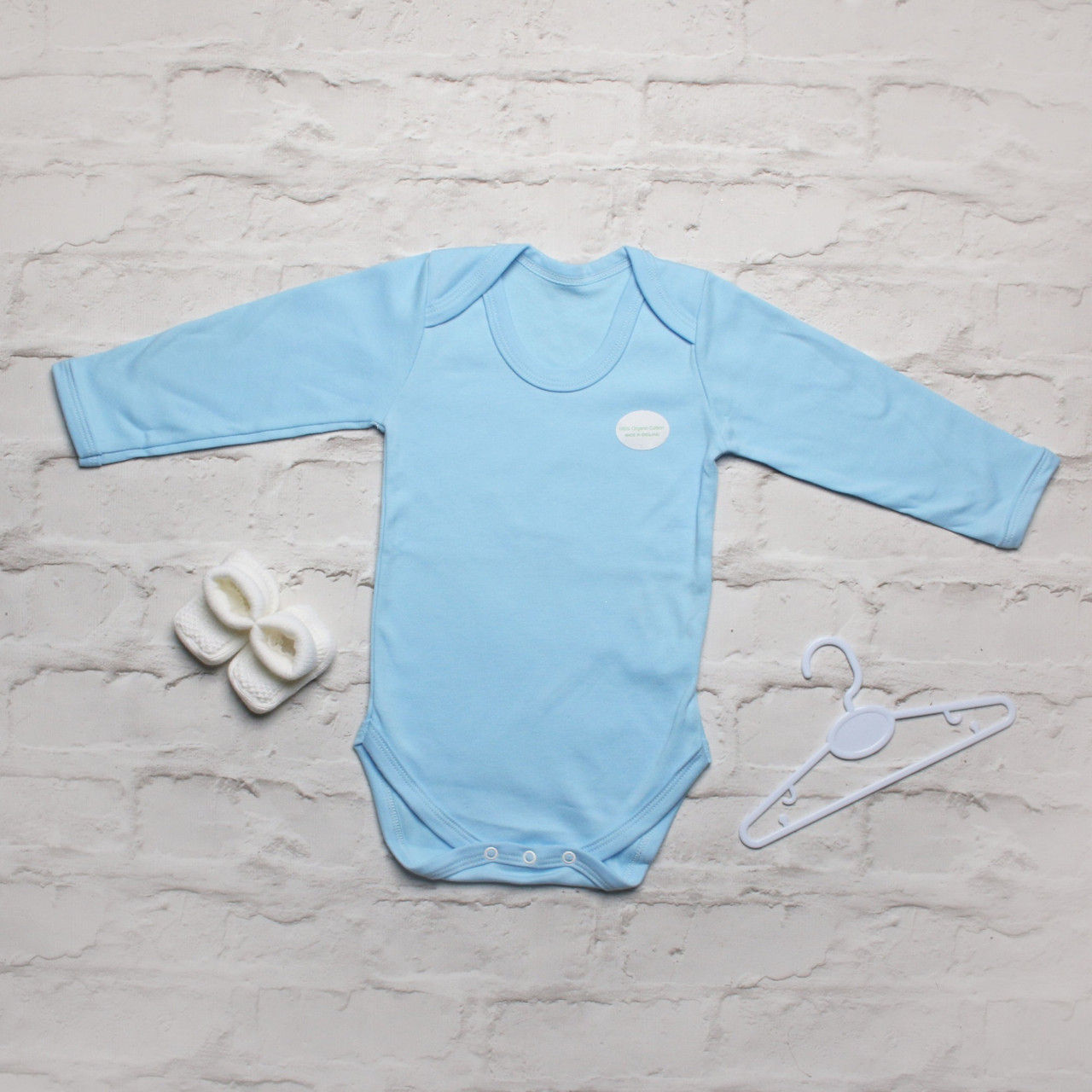 Blue 100% Organic Cotton Unbranded Long Sleeve Bodysuit 12-18m