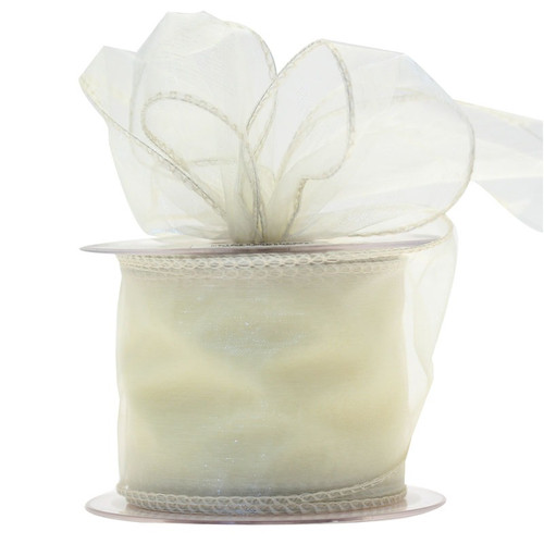 Cream Wired Edge Organza Ribbon 20m x 70mm